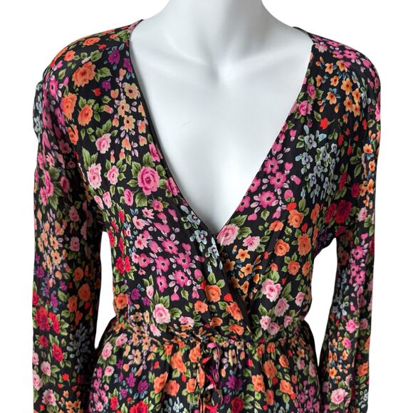 Yumi Kim Floral Print Romper Women's Large Long Balloon Sleeves Flowy Romantic - Picture 14 of 16